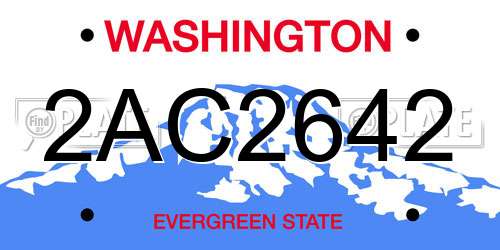 2AC2642 Washington License Plate