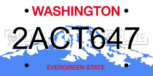 2ACT647 Washington License Plate