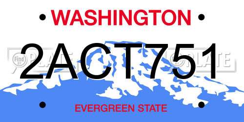 2ACT751 Washington License Plate