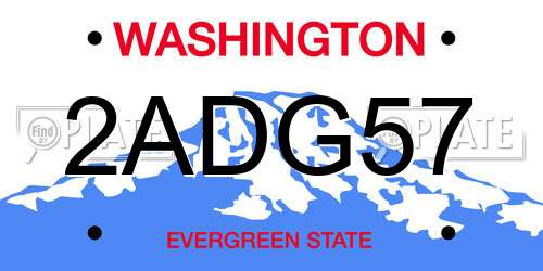 2ADG57 Washington License Plate