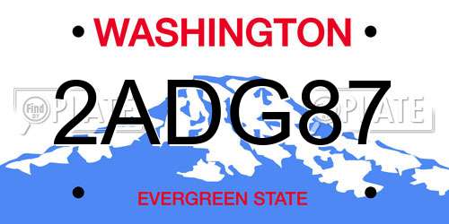 2ADG87 Washington License Plate