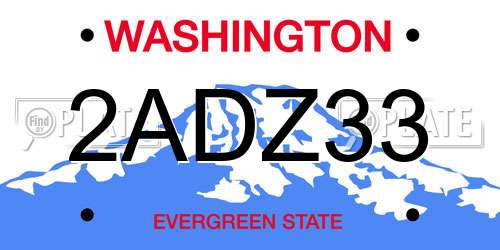 2ADZ33 Washington License Plate