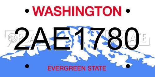 2AE1780 Washington License Plate