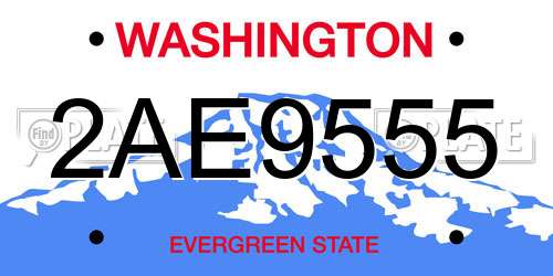 2AE9555 Washington License Plate