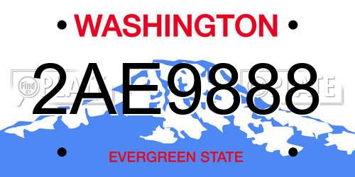 2AE9888 Washington License Plate