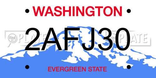 2AFJ30 Washington License Plate