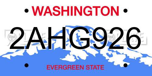 2AHG926 Washington License Plate