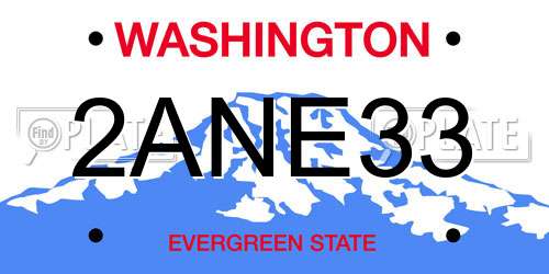 2ANE33 Washington License Plate