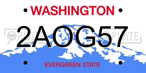 2AOG57 Washington License Plate