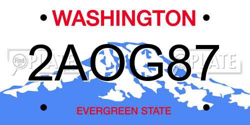 2AOG87 Washington License Plate