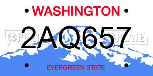 2AQ657 Washington License Plate
