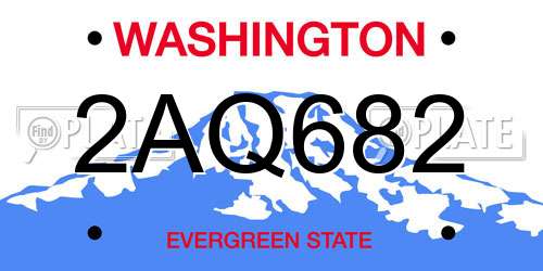 2AQ682 Washington License Plate