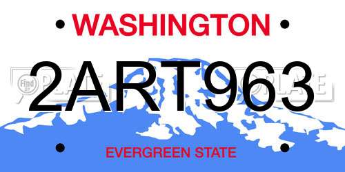 2ART963 Washington License Plate