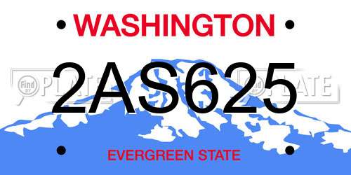 2AS625 Washington License Plate