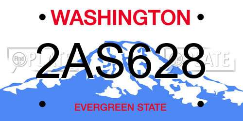 2AS628 Washington License Plate