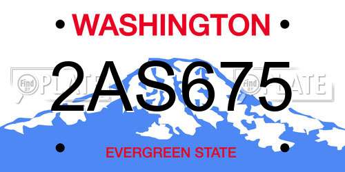 2AS675 Washington License Plate