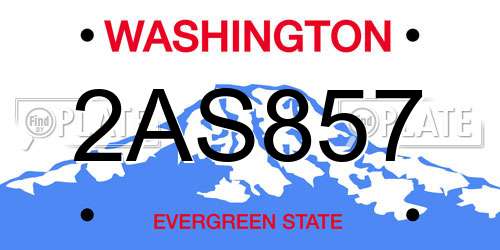 2AS857 Washington License Plate