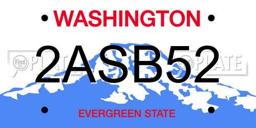 2ASB52 Washington License Plate
