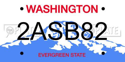 2ASB82 Washington License Plate