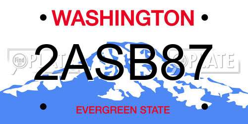 2ASB87 Washington License Plate