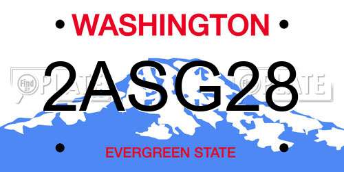 2ASG28 Washington License Plate