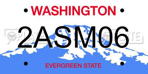 2ASM06 Washington License Plate