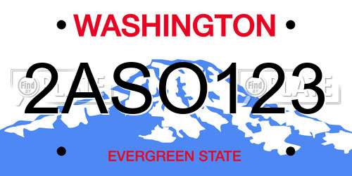 2ASO123 Washington License Plate