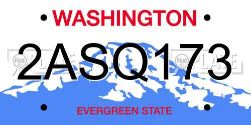 2ASQ173 Washington License Plate