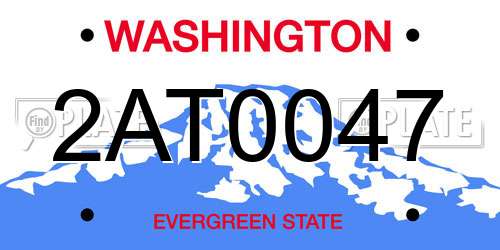 2AT0047 Washington License Plate