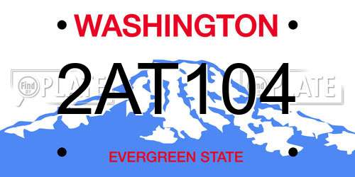 2AT104 Washington License Plate