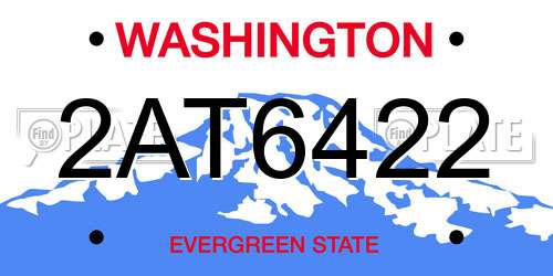 2AT6422 Washington License Plate