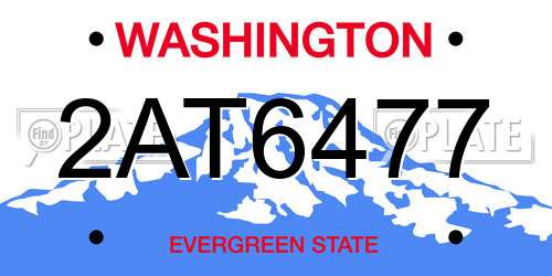 2AT6477 Washington License Plate