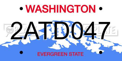 2ATD047 Washington License Plate