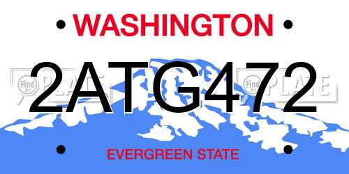 2ATG472 Washington License Plate