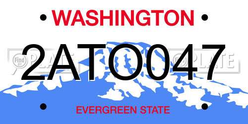 2ATO047 Washington License Plate