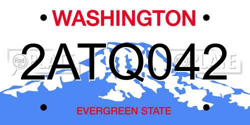 2ATQ042 Washington License Plate