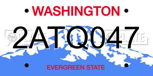 2ATQ047 Washington License Plate