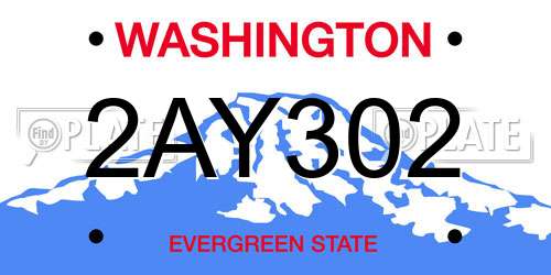 2AY302 Washington License Plate