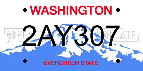 2AY307 Washington License Plate