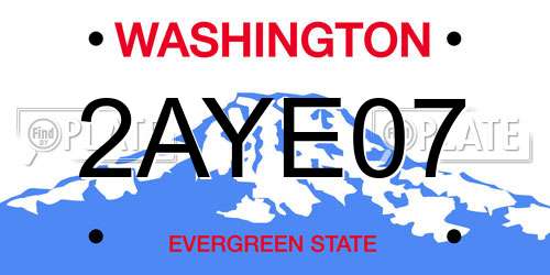 2AYE07 Washington License Plate