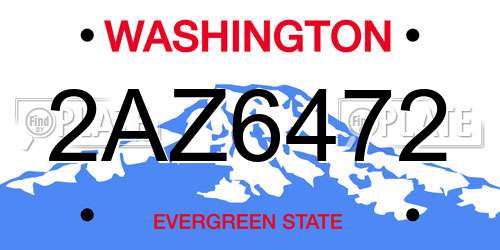 2AZ6472 Washington License Plate
