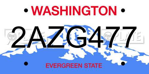 2AZG477 Washington License Plate