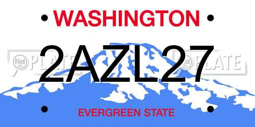 2AZL27 Washington License Plate