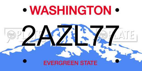 2AZL77 Washington License Plate
