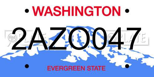 2AZO047 Washington License Plate