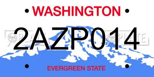 2AZP014 Washington License Plate