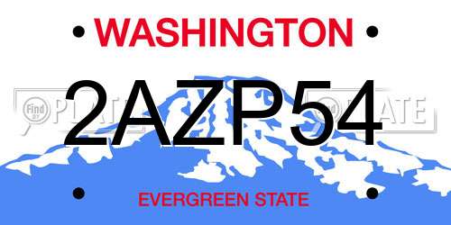 2AZP54 Washington License Plate