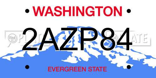 2AZP84 Washington License Plate
