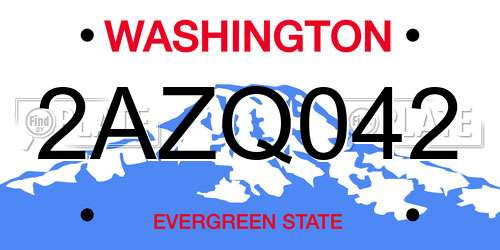 2AZQ042 Washington License Plate