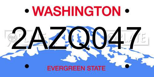 2AZQ047 Washington License Plate